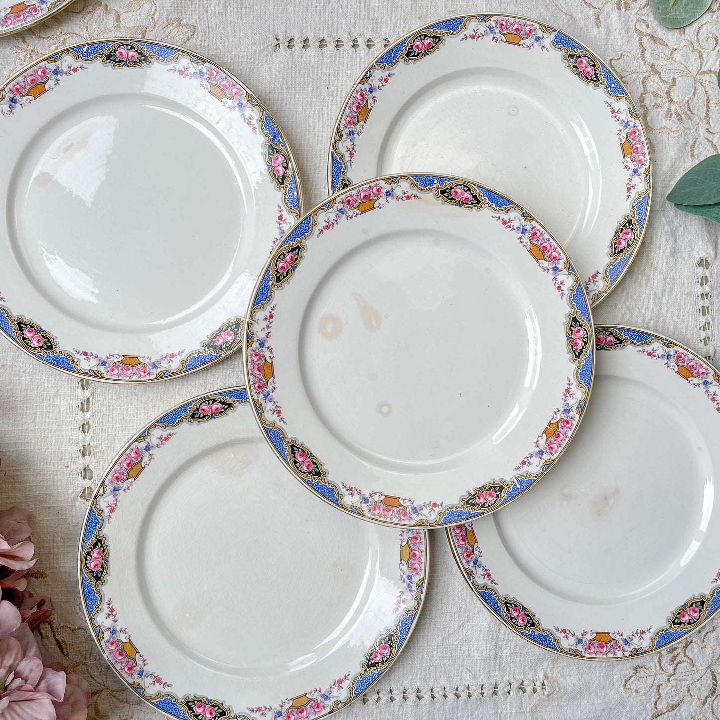 6 Petites assiettes vintage fleuries DIGOIN SARREGUEMINES – Années 1950