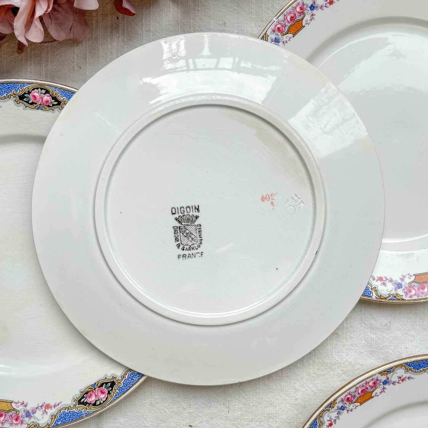 6 Petites assiettes vintage fleuries DIGOIN SARREGUEMINES – Années 1950