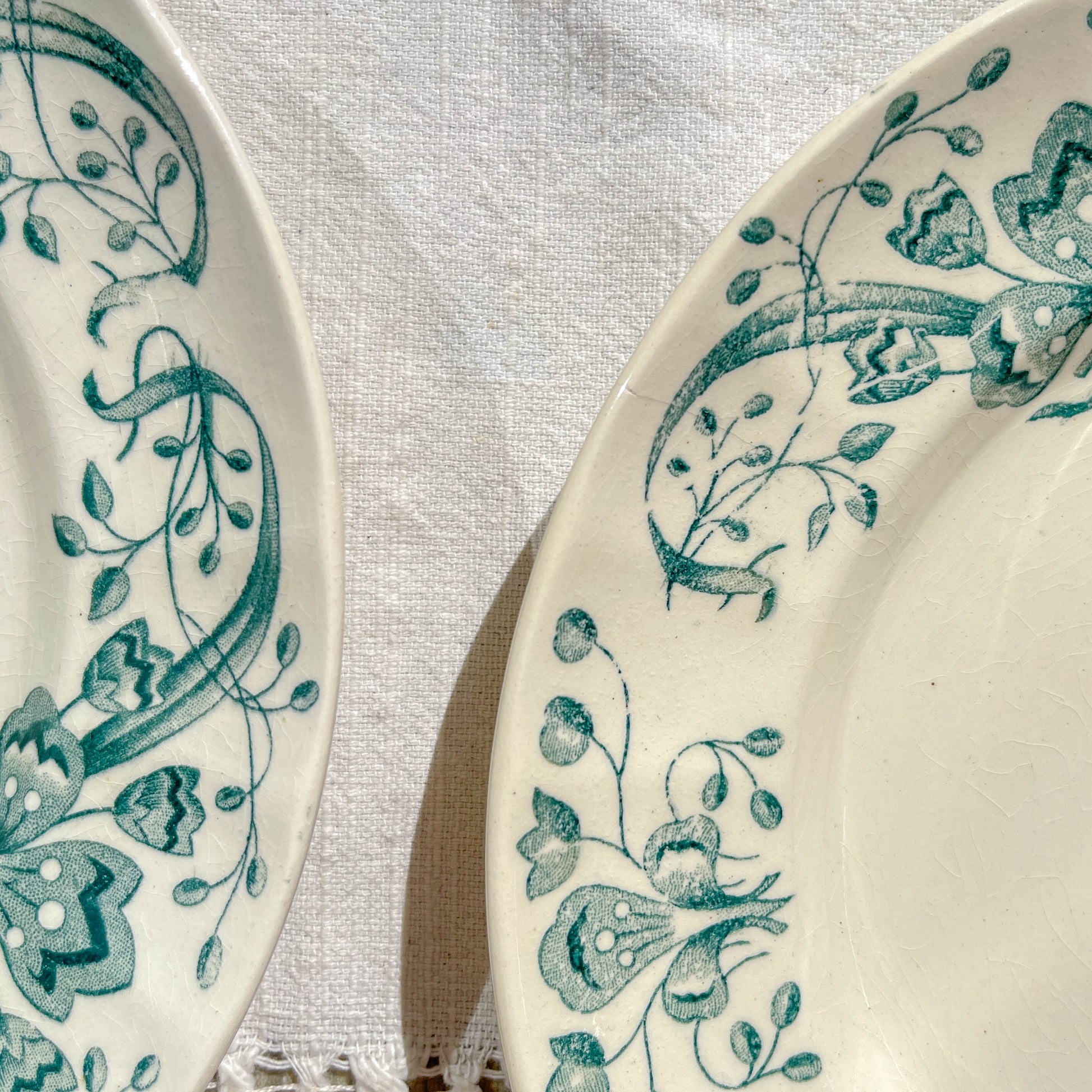 Lot de 6 Petites Assiettes Anciennes Terre de Fer "Figuig" – Longchamp XIXe