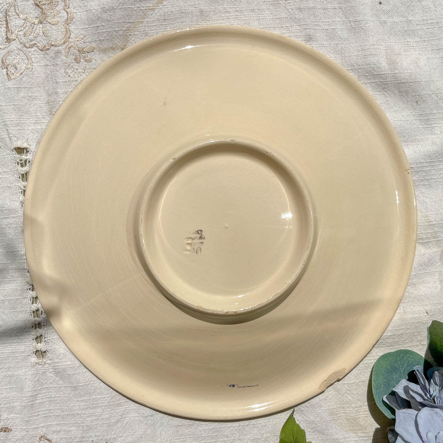 Plat creux porcelaine vintage K&g Luneville "Flore" 1950s petites fleures bleues