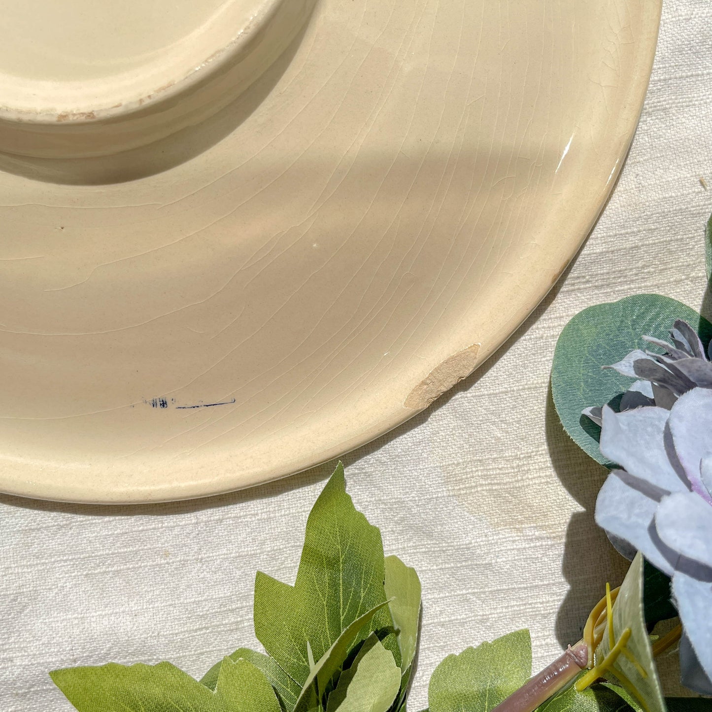Plat creux porcelaine vintage K&g Luneville "Flore" 1950s petites fleures bleues