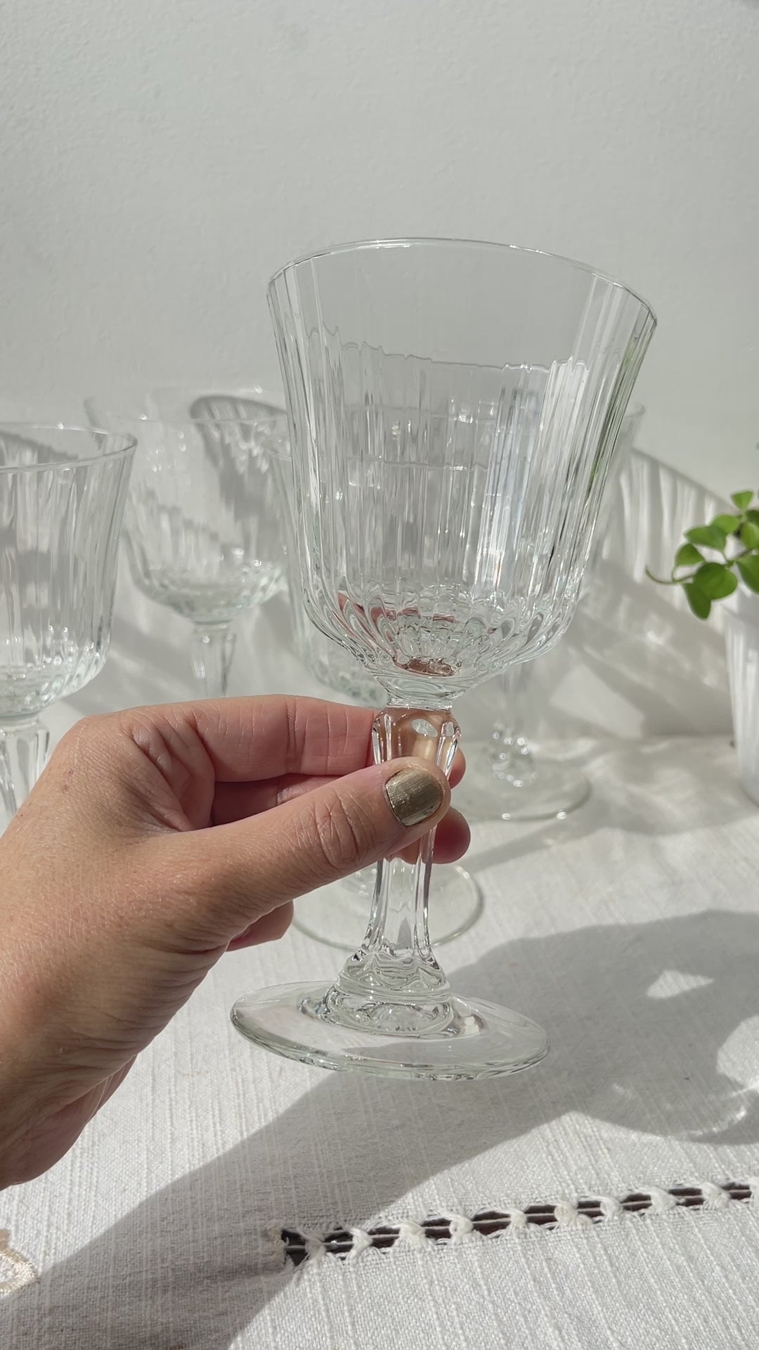 6 Verres à eau vintage en verre cannelé Made in France
