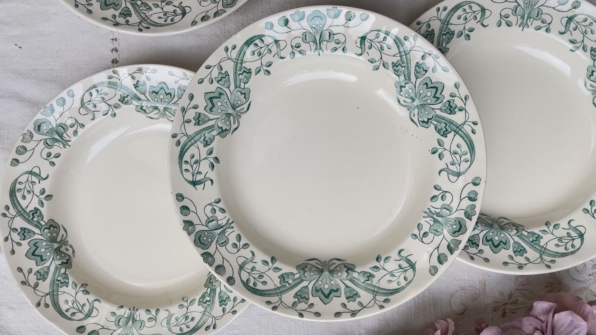 Lot de 6 Assiettes creuses Anciennes Terre de Fer "Figuig" – Longchamp XIXe