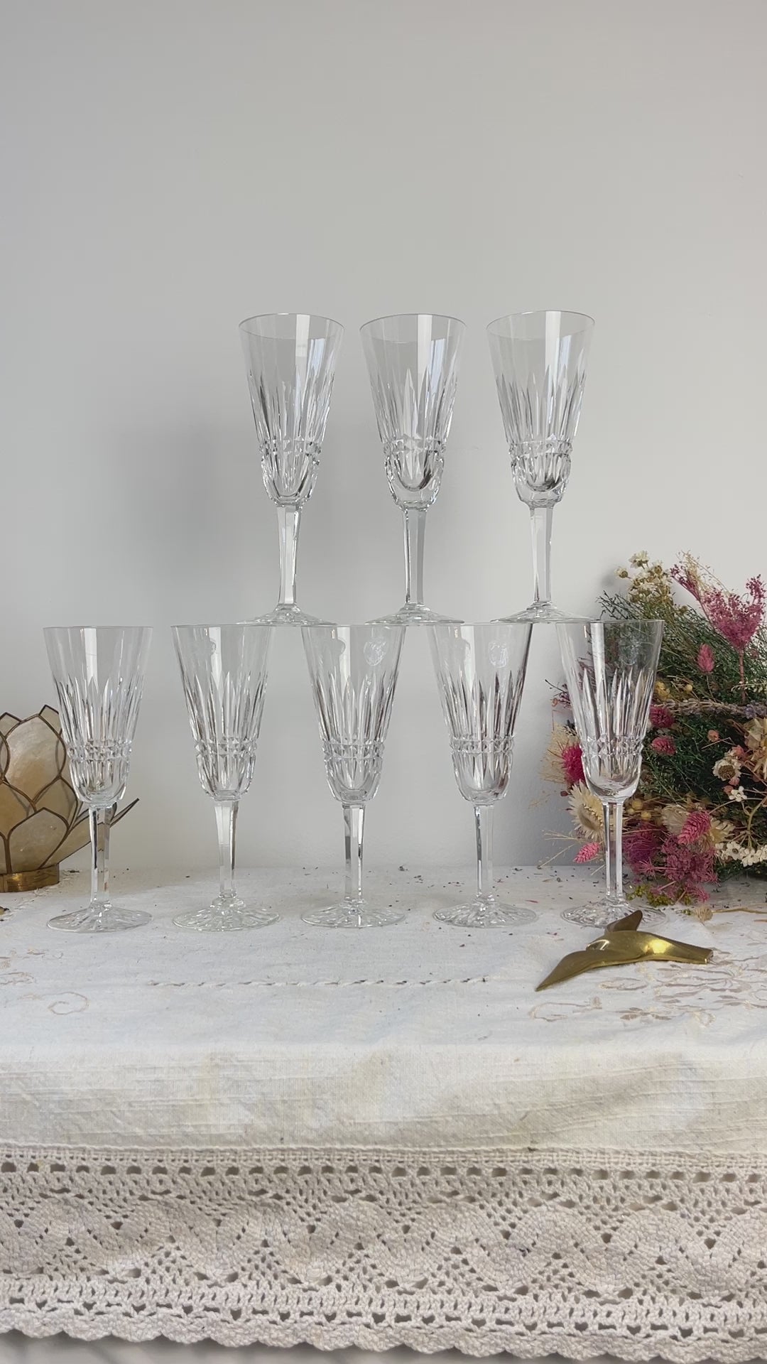9 Flûtes Cristal ciselé Français