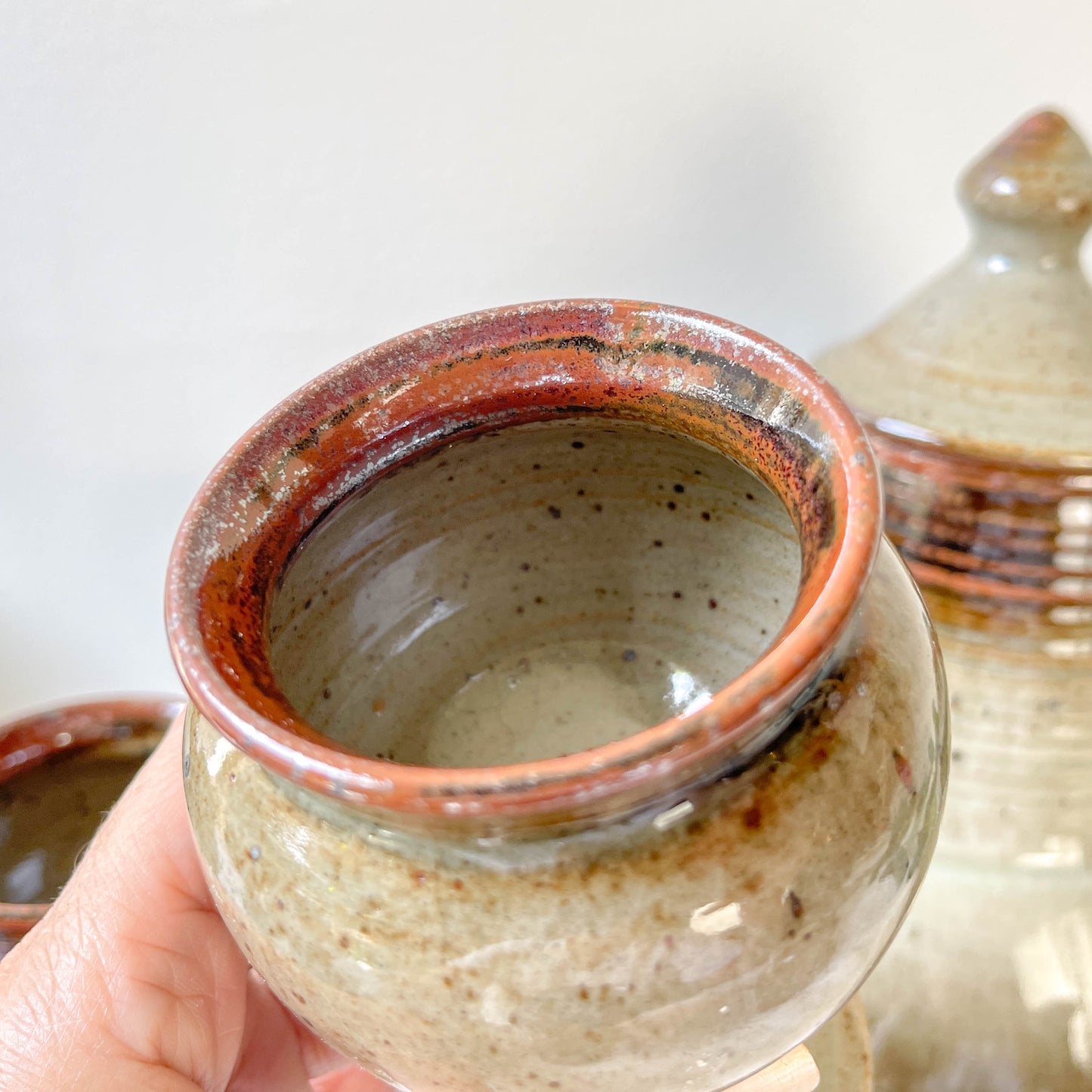 Vintage stoneware coffee set by C. Dangon Salins from the 1950s.