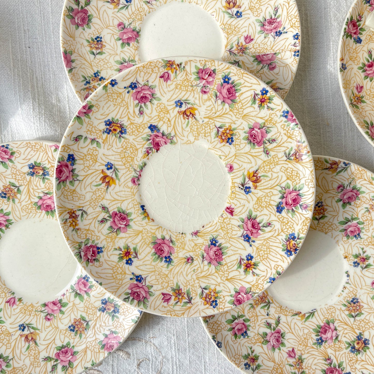 Robj Paris tea and coffee set, core in yellow floral porcelain – Vintage Art Deco style