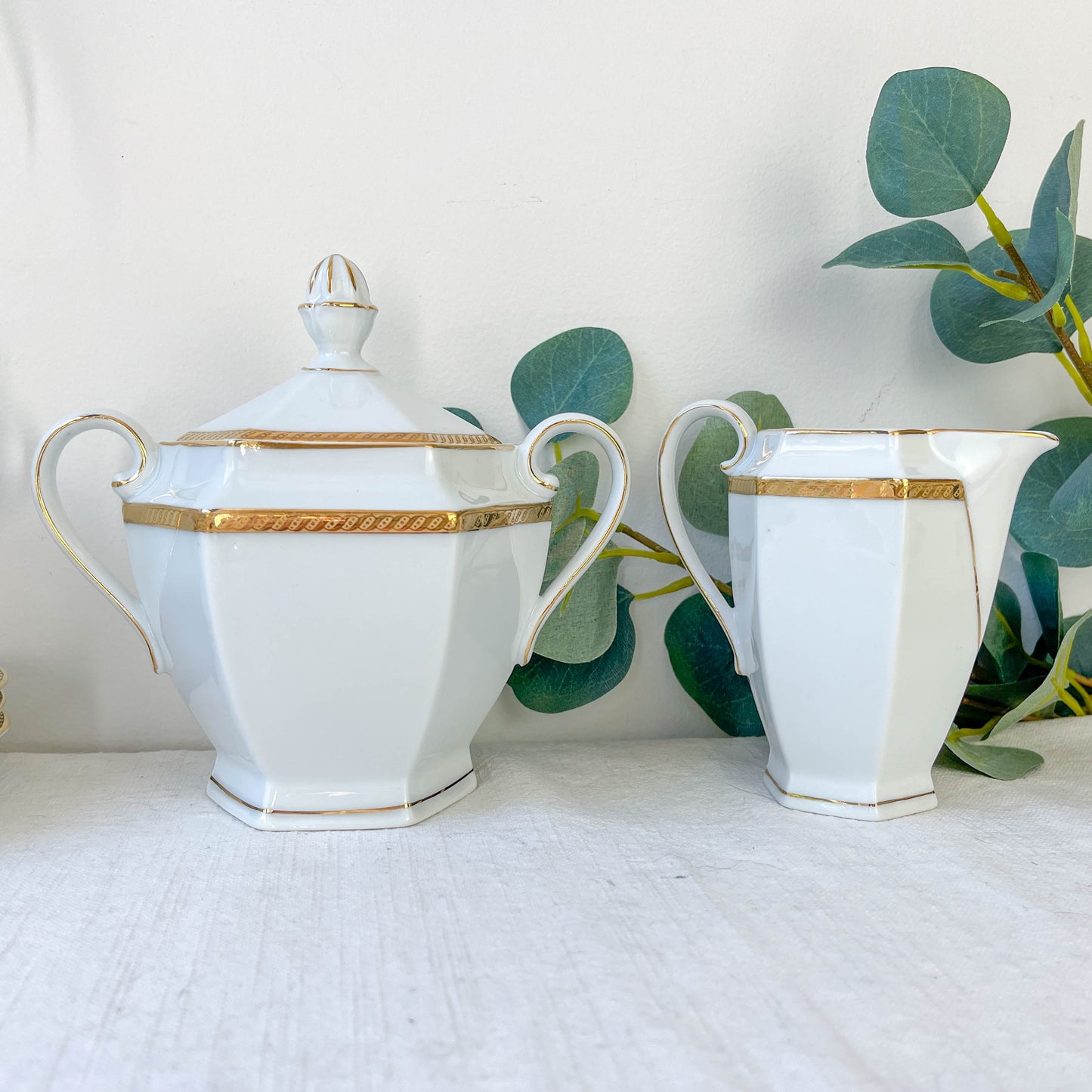 Service à café vintage en porcelaine blanche doré Epiag czechoslovakia
