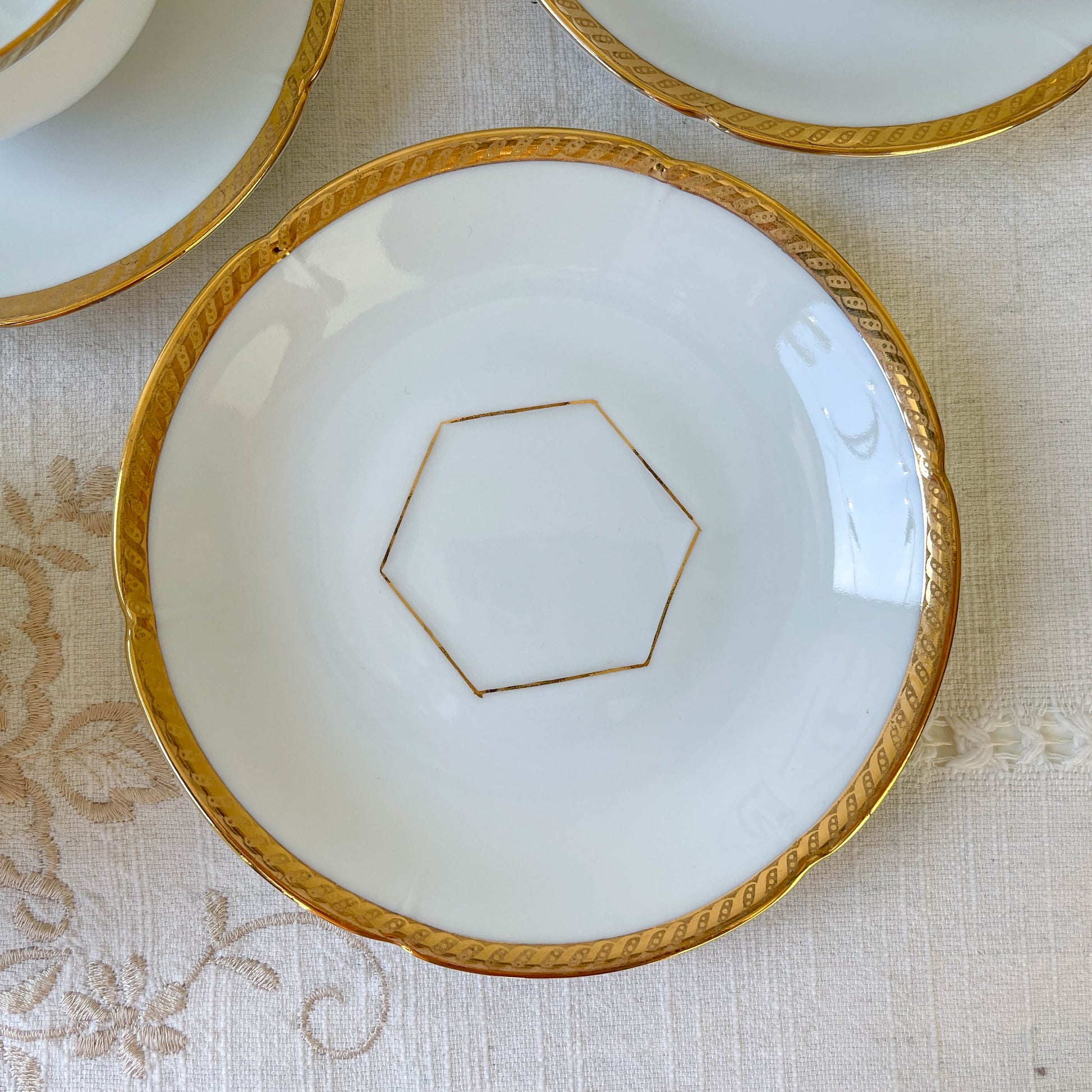 Service à café vintage en porcelaine blanche doré Epiag czechoslovakia