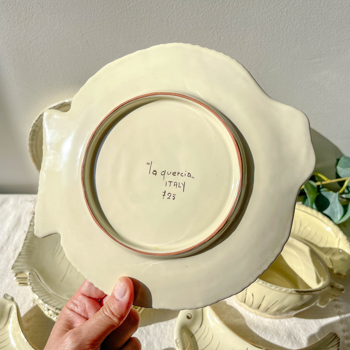 Service poisson vintage italien La Quercia – Assiettes & coupelles en céramique – Art de la table Italie années 50