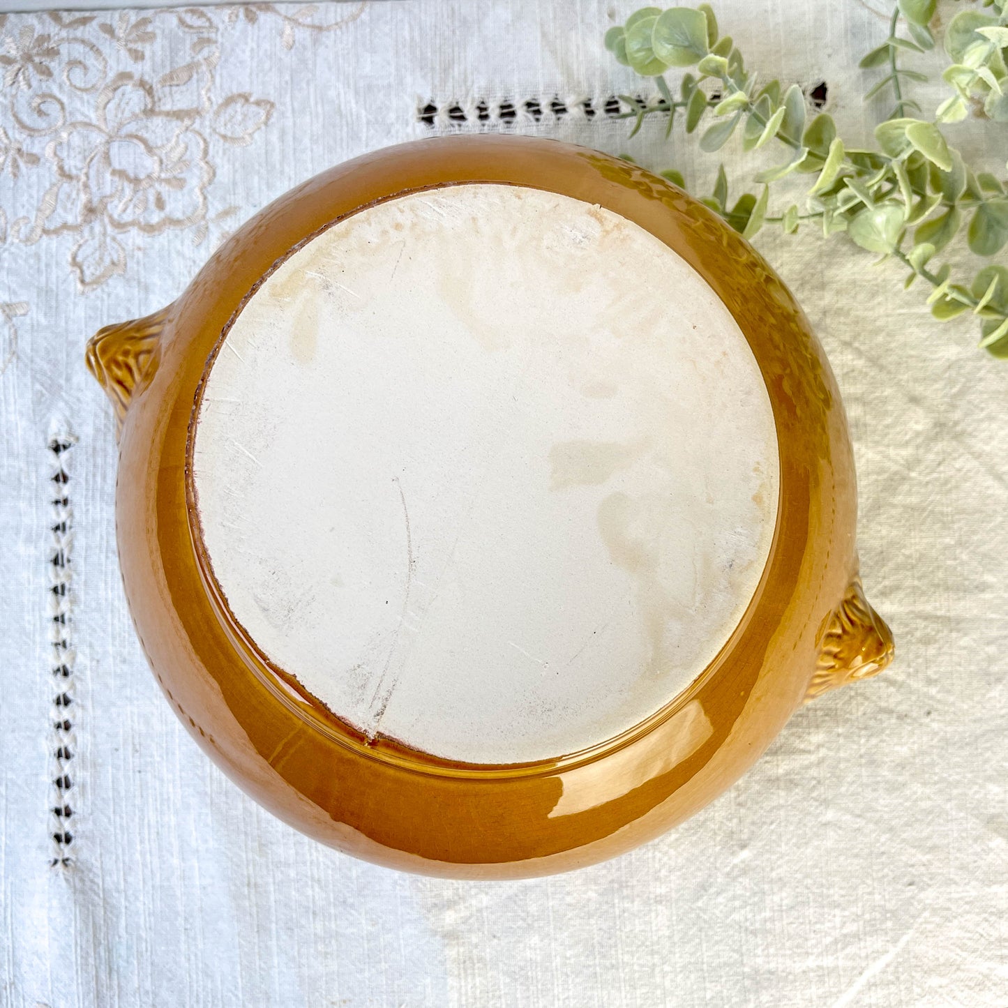 Soupière Tête de Lion en Céramique Vintage - Miel, Made in France