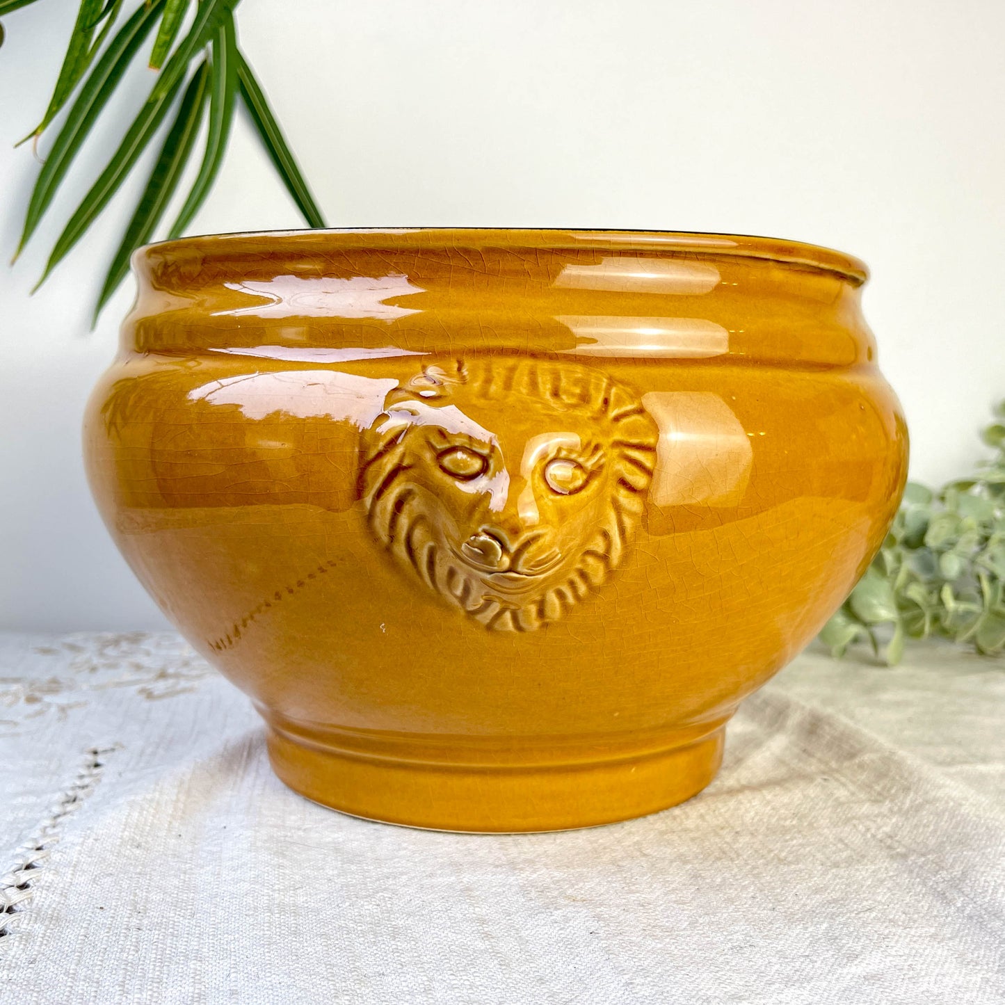 Soupière Tête de Lion en Céramique Vintage - Miel, Made in France