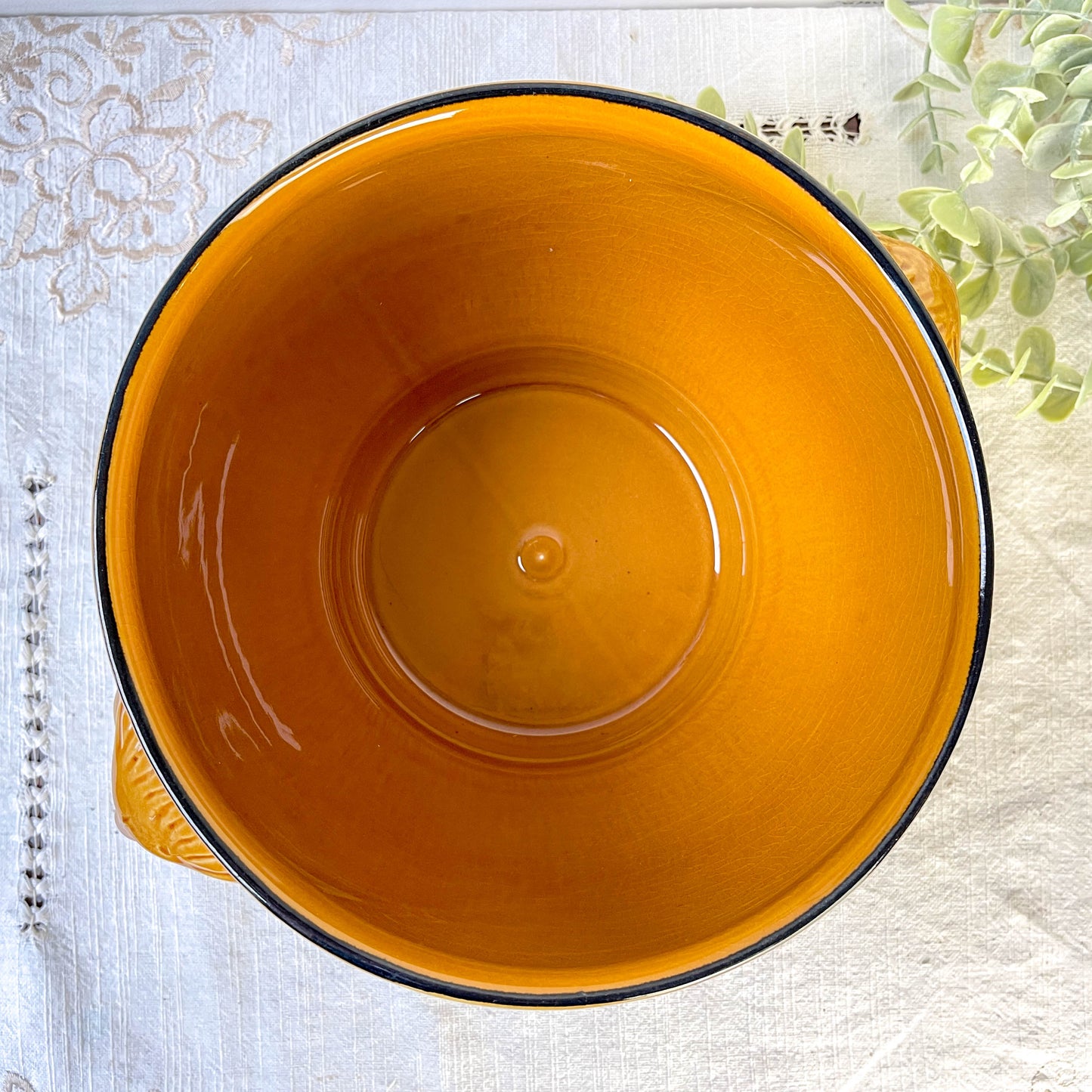 Soupière Tête de Lion en Céramique Vintage - Miel, Made in France
