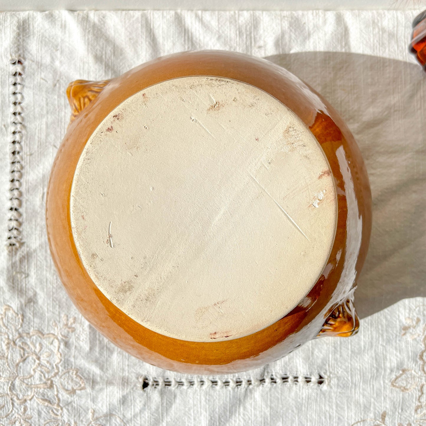 Soupière Tête de Lion en Céramique Vintage - Miel et noir, Made in France