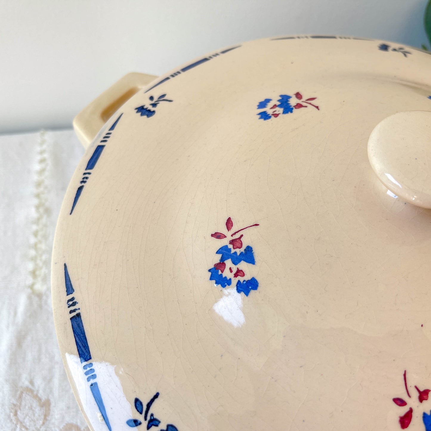 Soupière porcelaine vintage K&g Luneville "Flore" 1950s petites fleures bleues