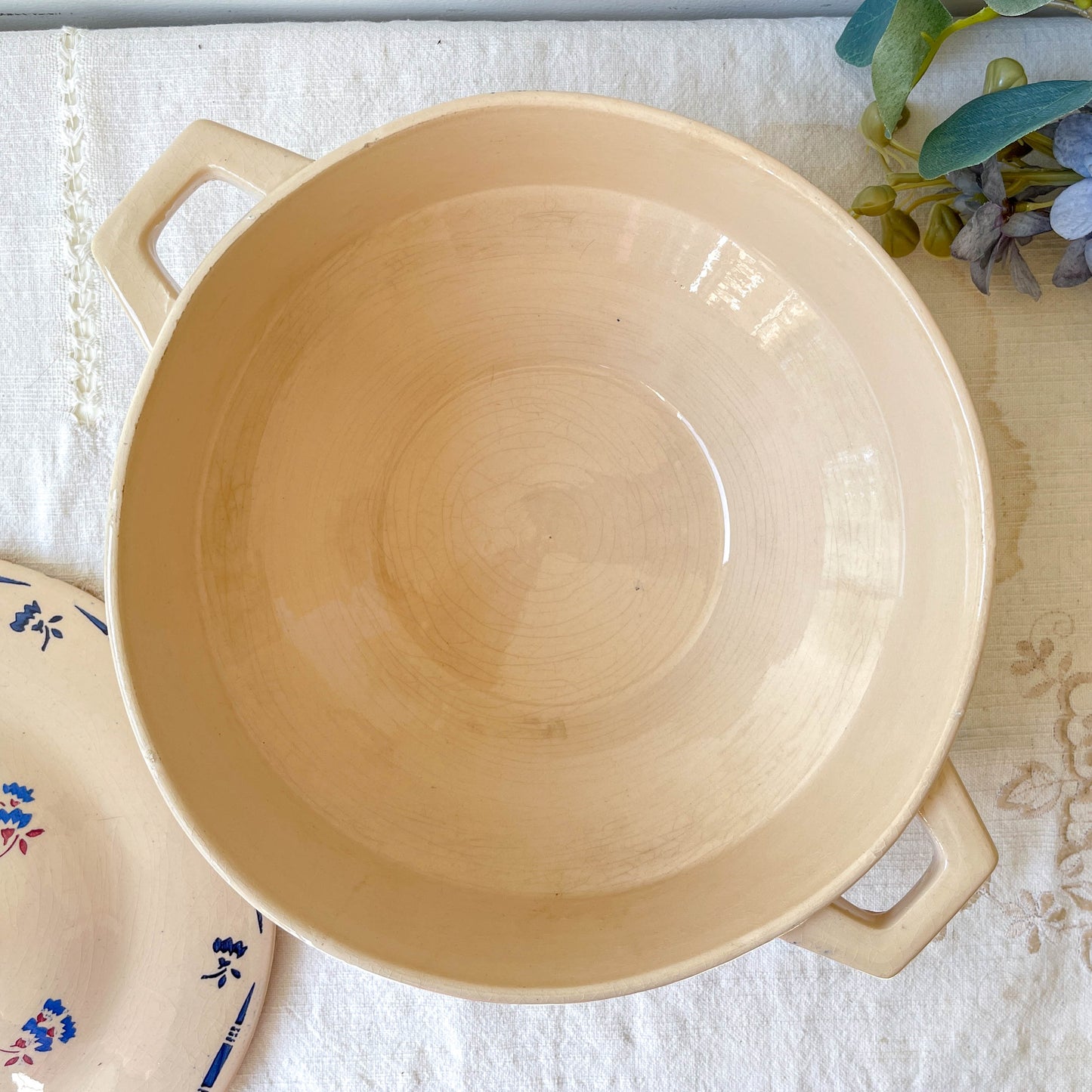 Soupière porcelaine vintage K&g Luneville "Flore" 1950s petites fleures bleues