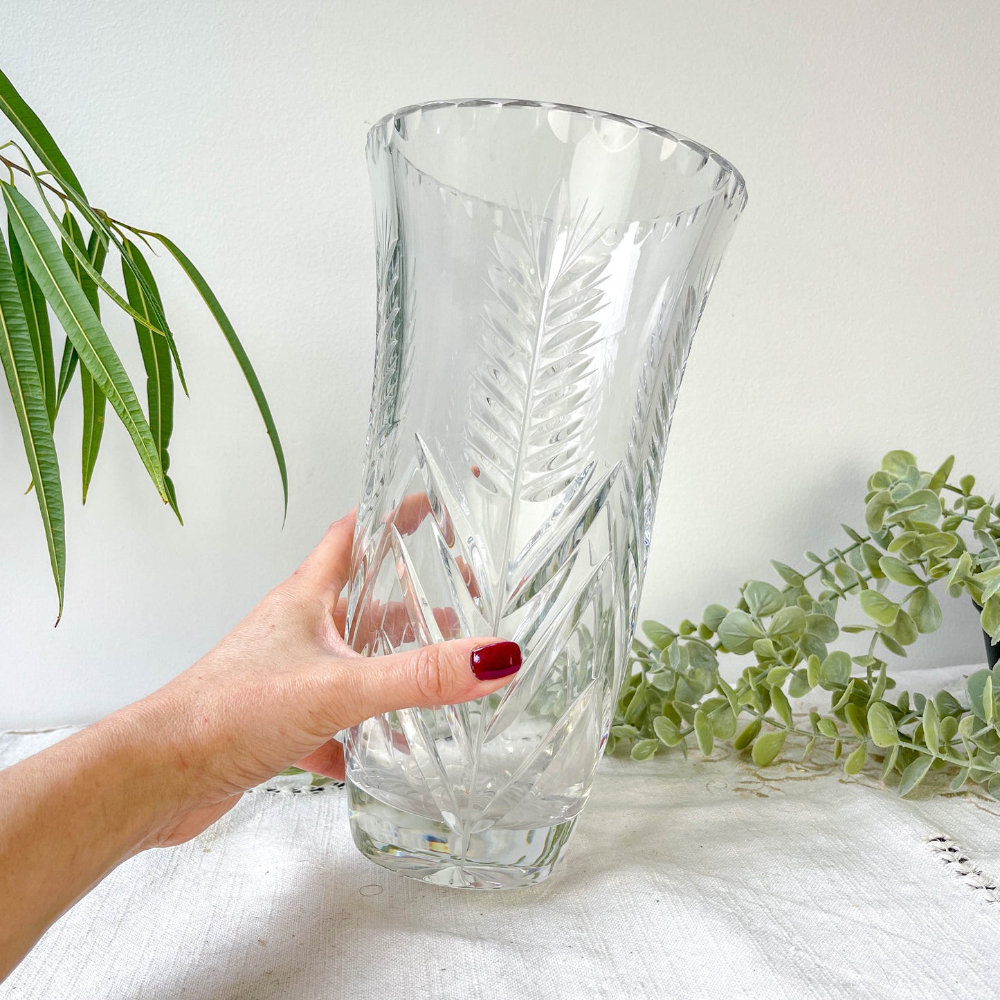 Vase vintage en cristal motif ciselé