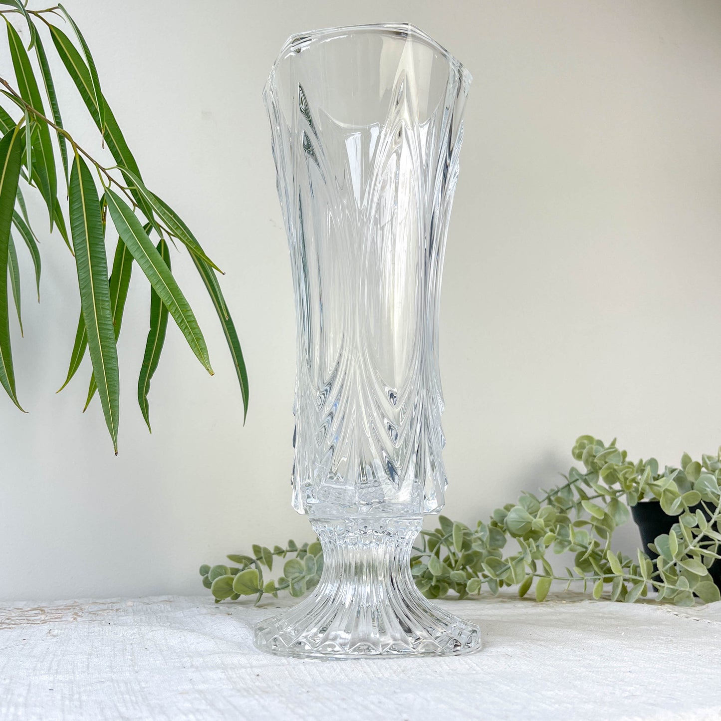 Vase vintage en cristal style Art déco
