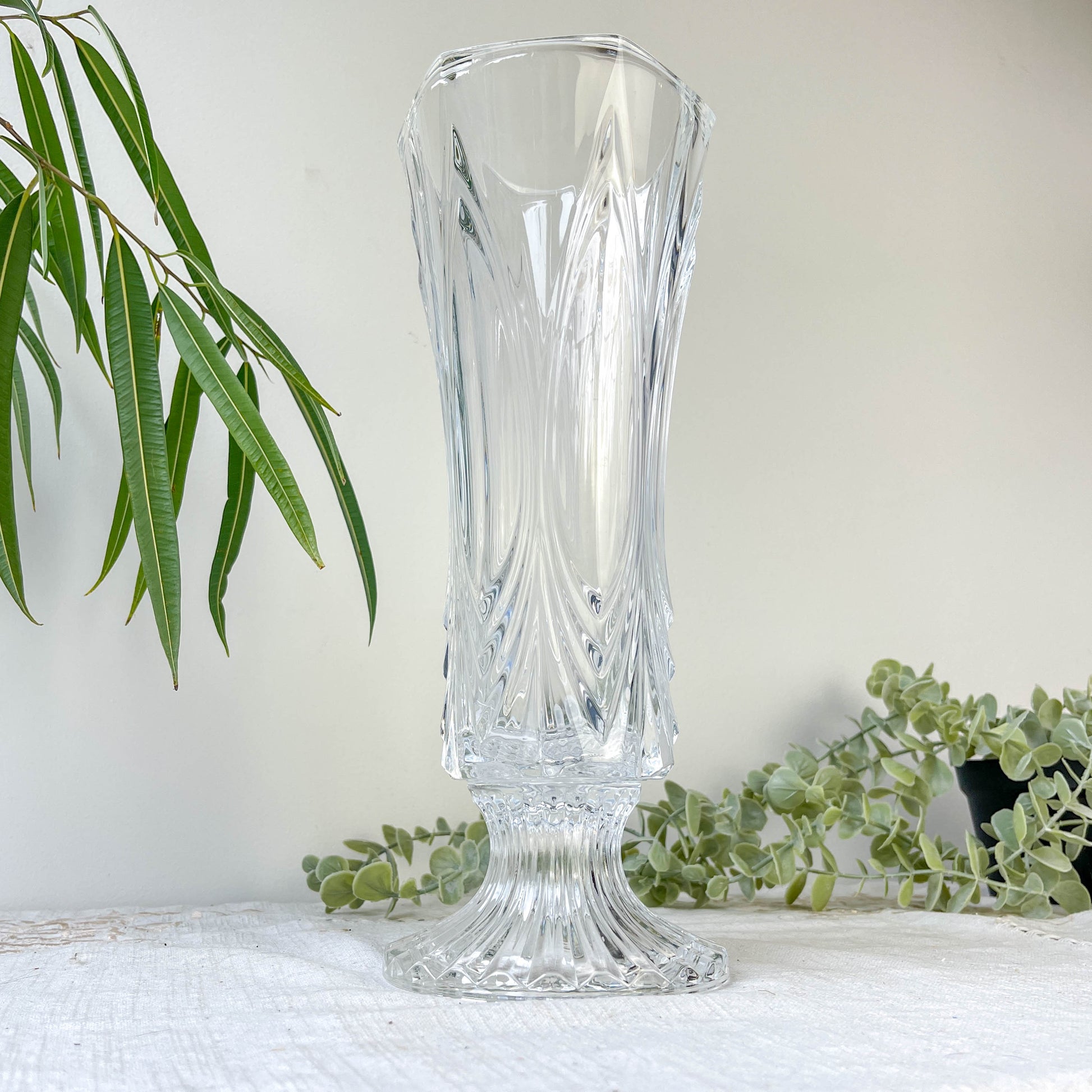 Vase vintage en cristal style Art déco