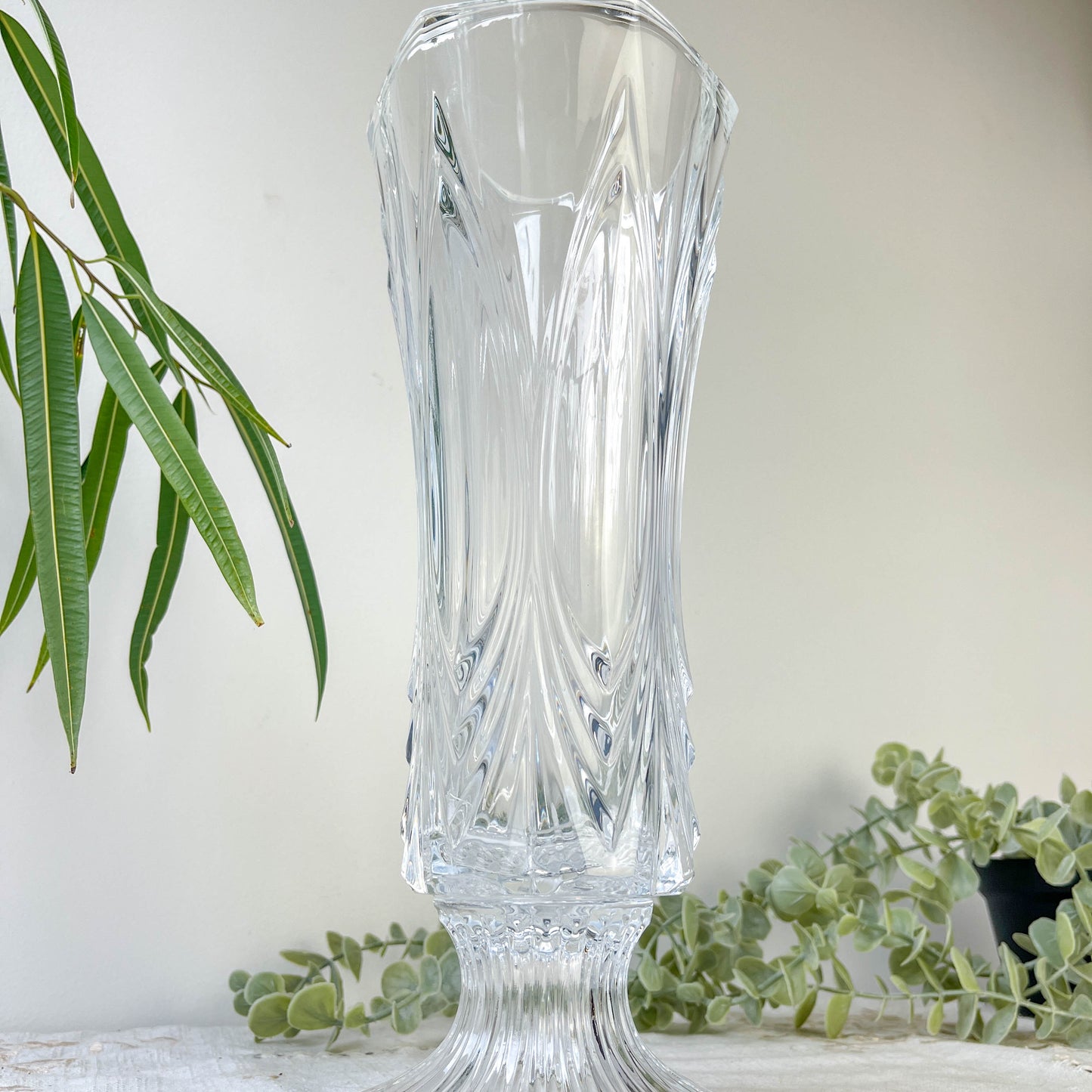 Vase vintage en cristal style Art déco