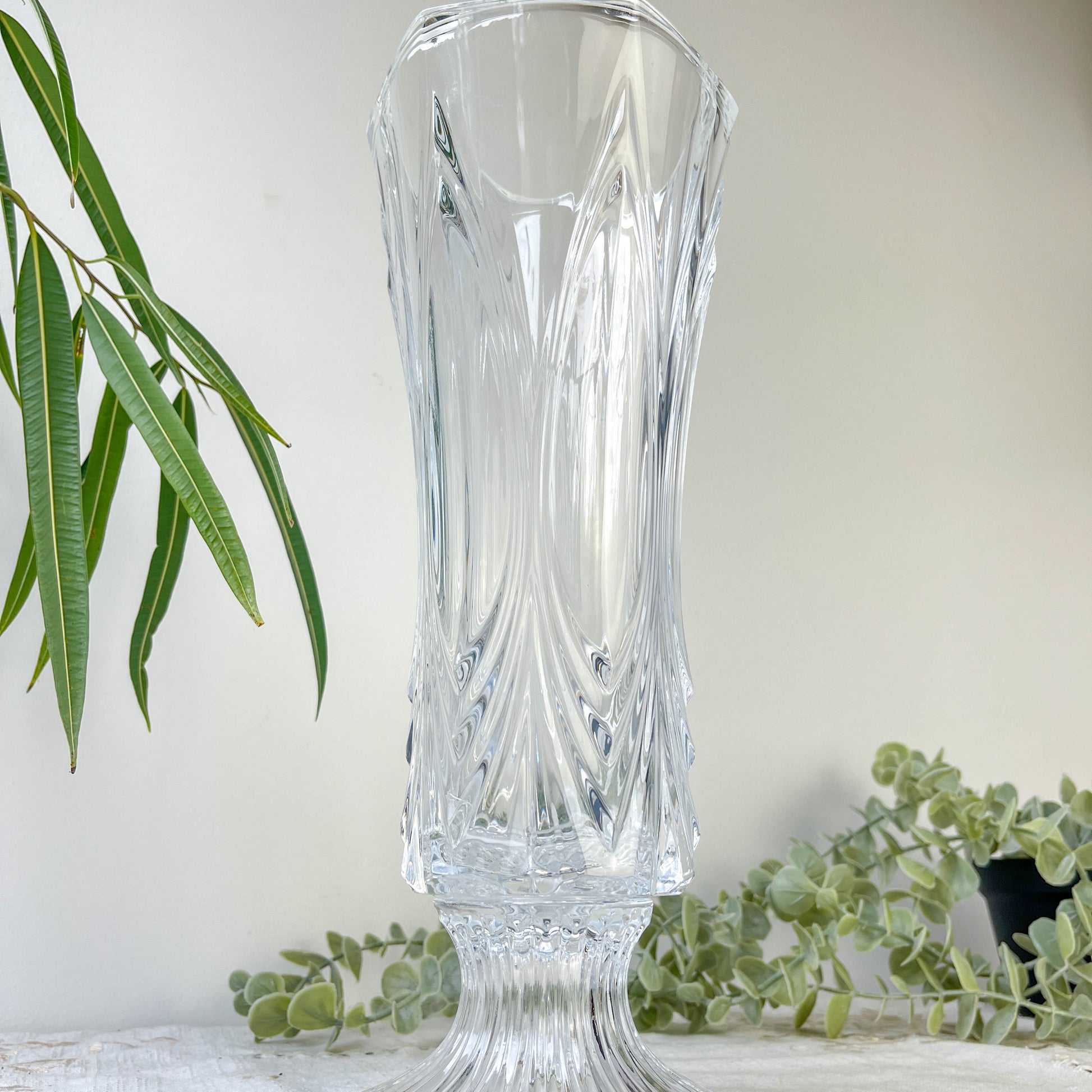Vase vintage en cristal style Art déco