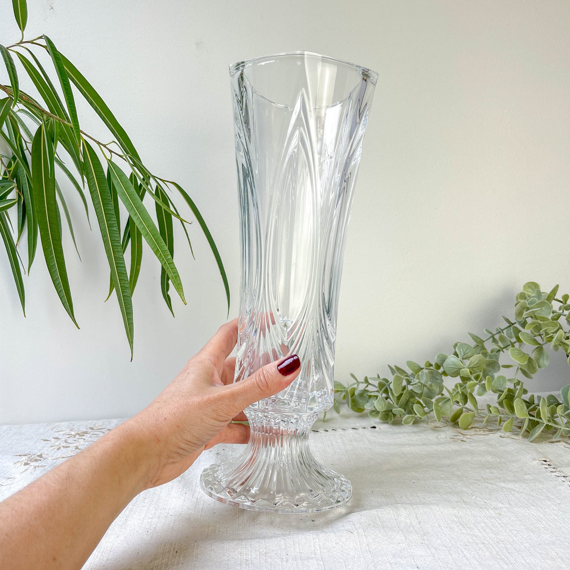 Vase vintage en cristal style Art déco
