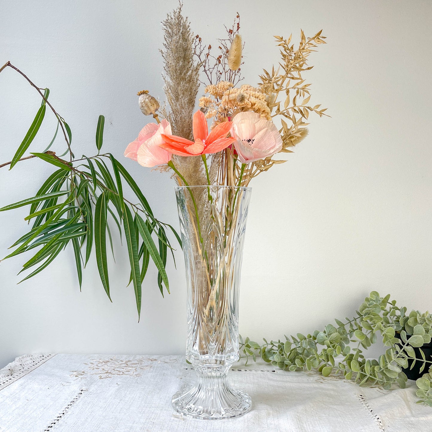 Vase vintage en cristal style Art déco