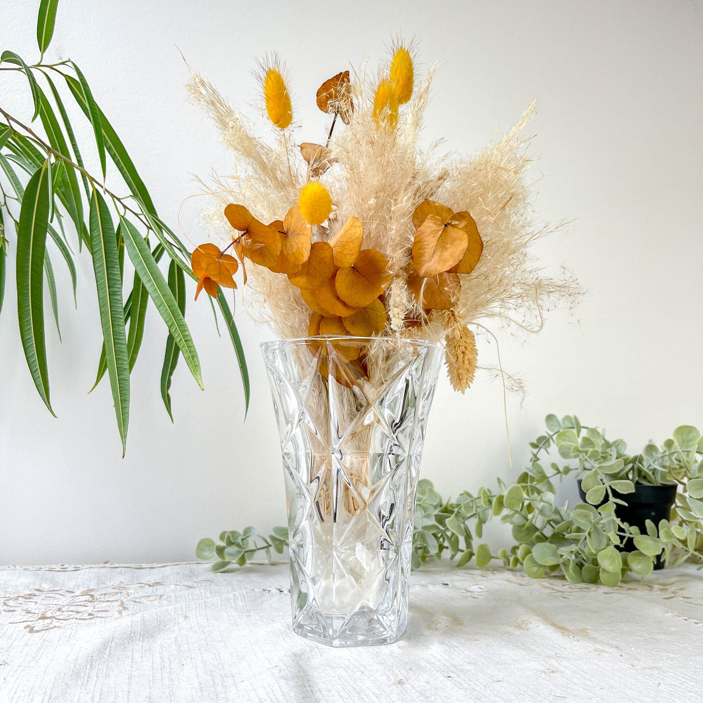 Petit Vase vintage en Cristal D'Arques motif géométrique