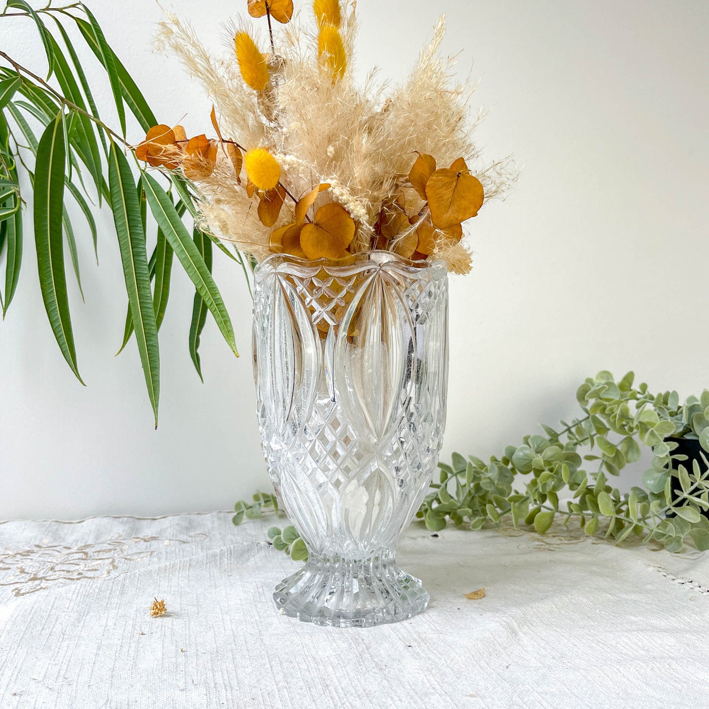 Petit Vase vintage en verre motif géométrique