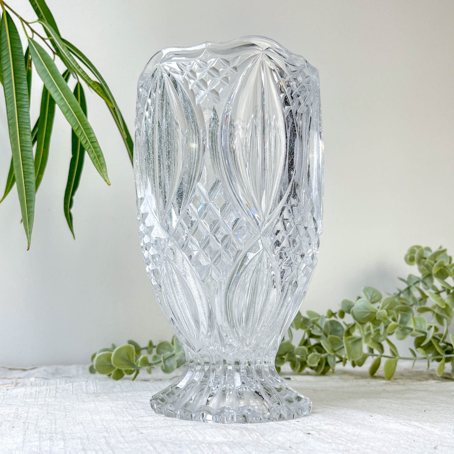 Petit Vase vintage en verre motif géométrique