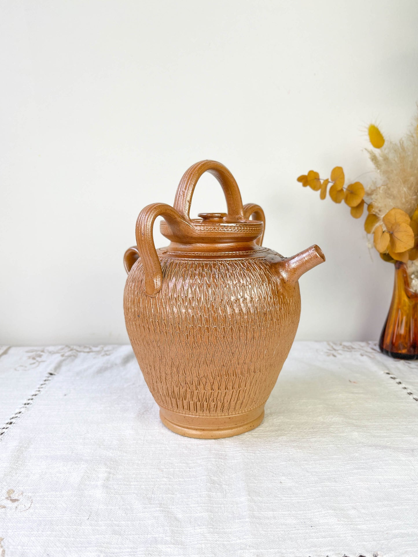 Ancienne Cruche Gargoulette en terre cuite