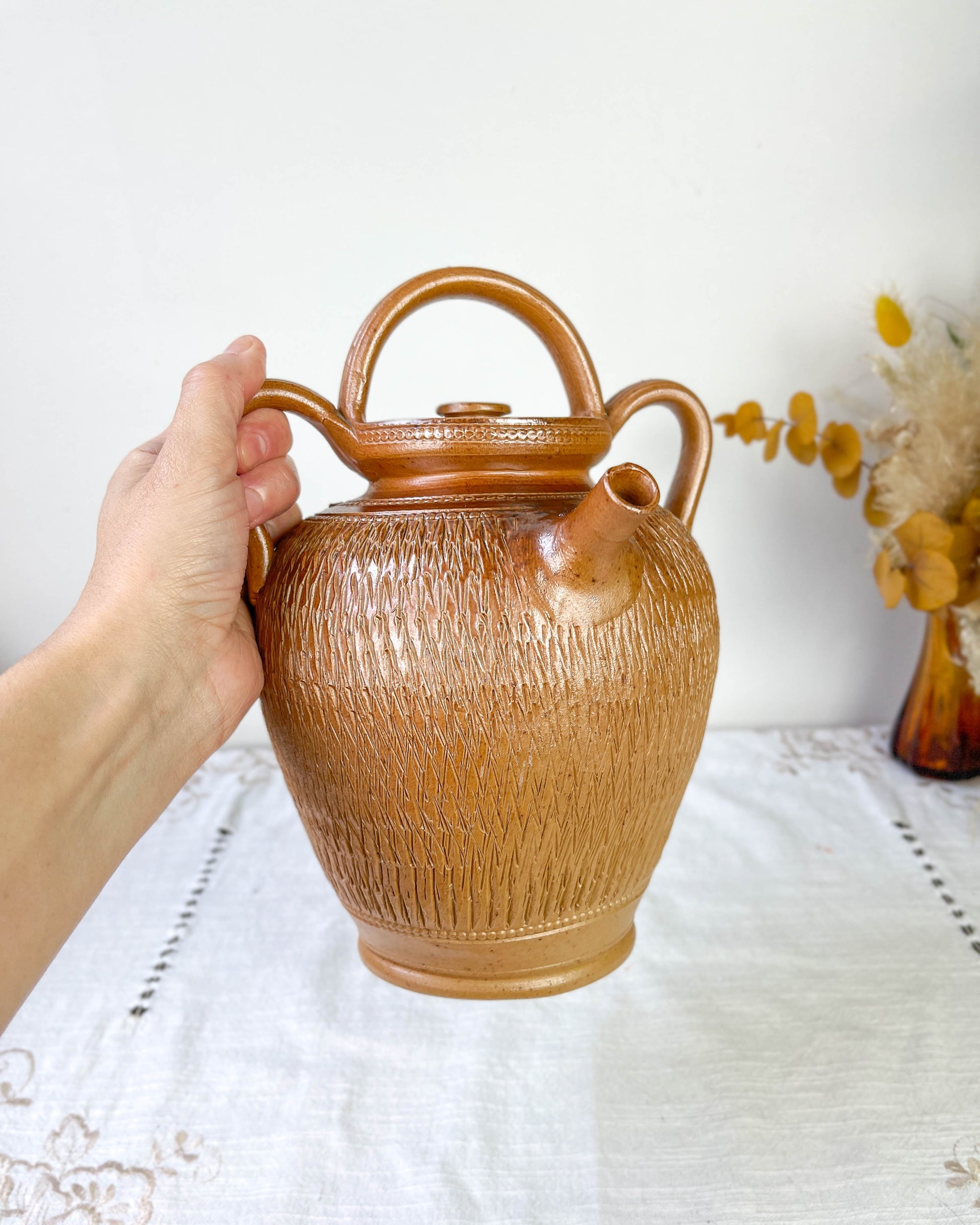 Ancienne Cruche Gargoulette en terre cuite