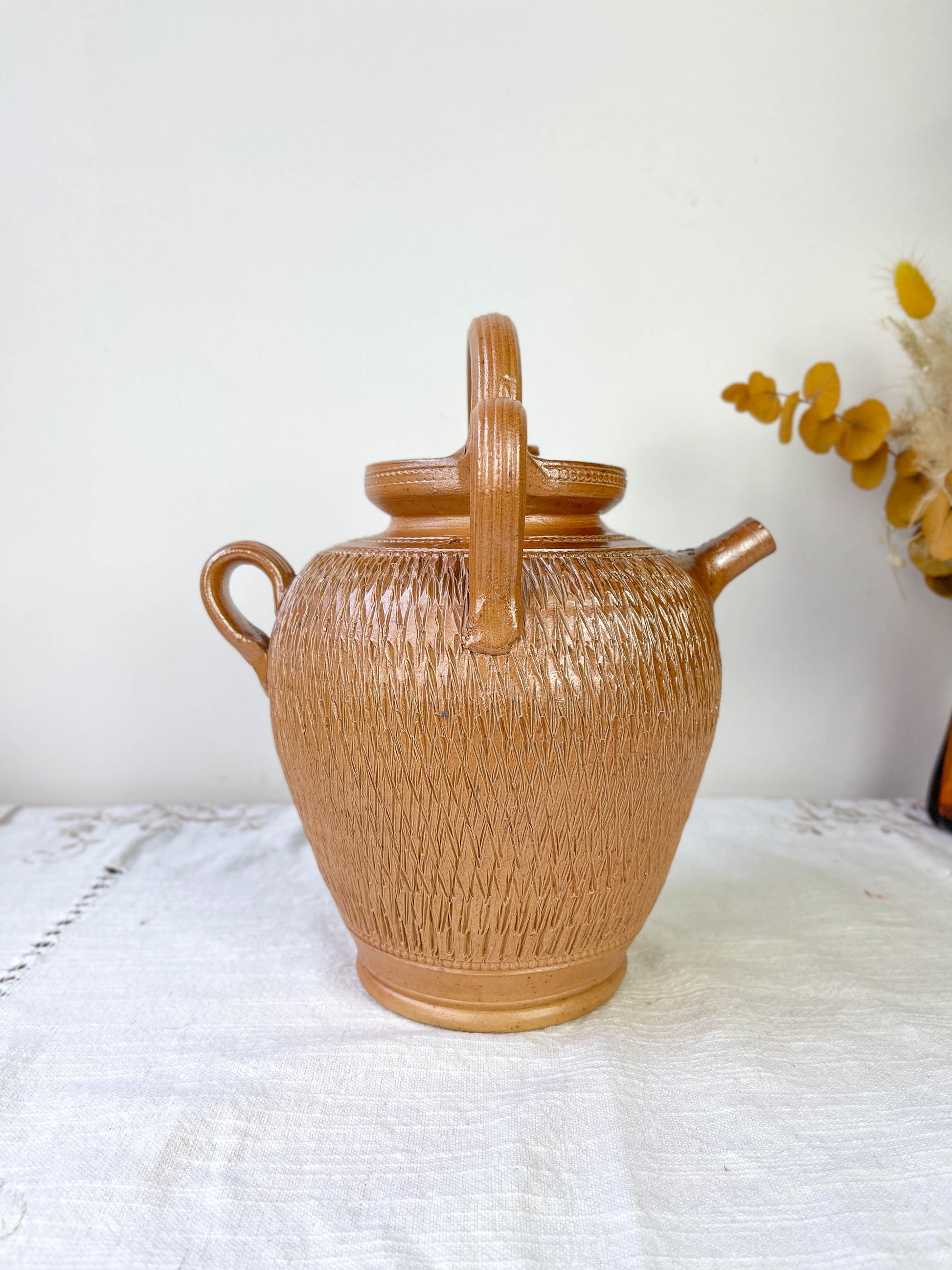 Ancienne Cruche Gargoulette en terre cuite