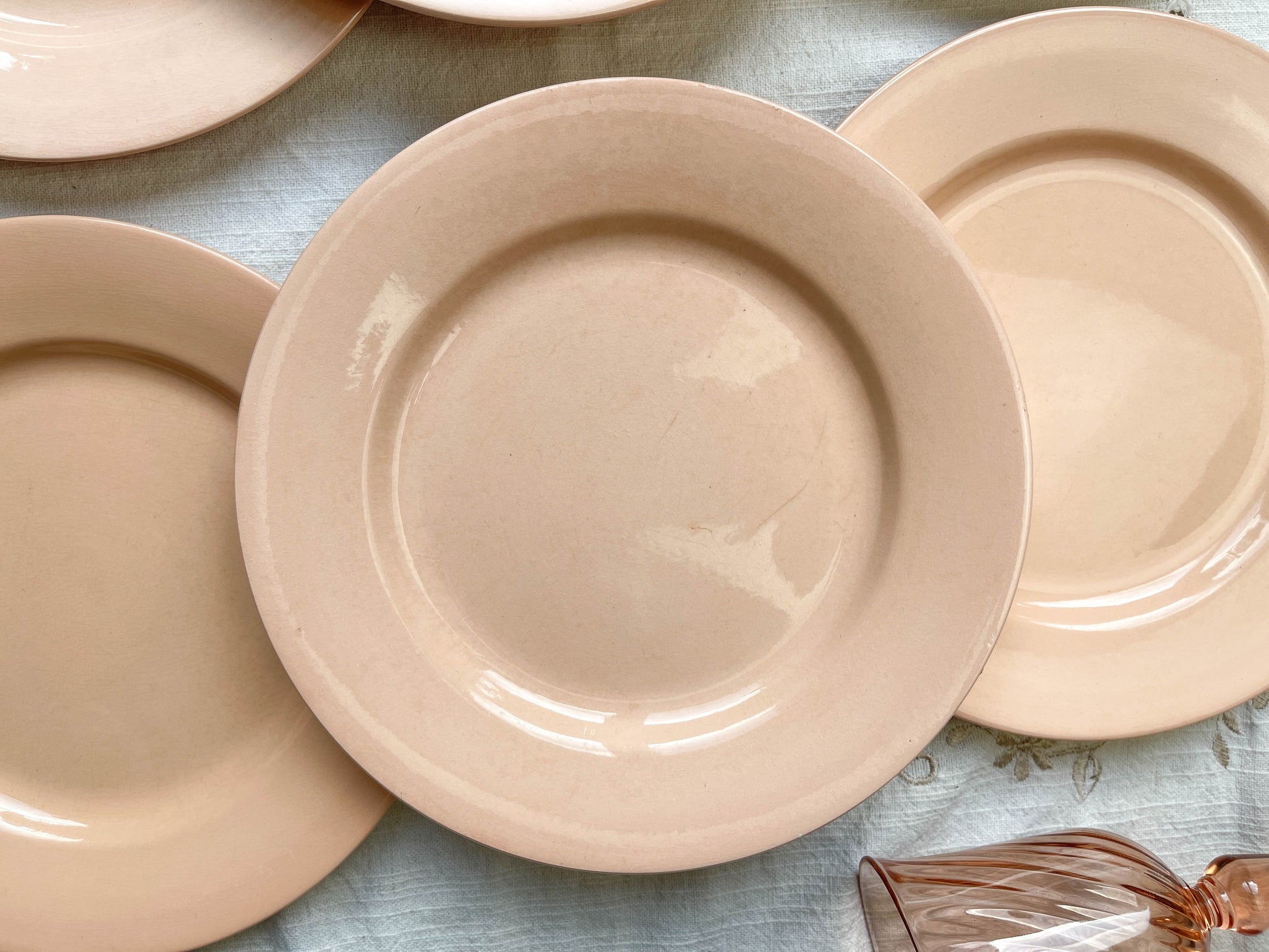 Assiettes plates en faïence Rose Digoin Sarreguemines