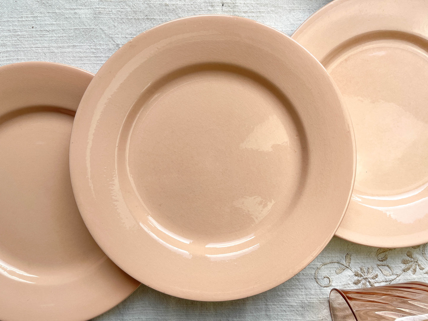 Assiettes plates en faïence Rose Digoin Sarreguemines