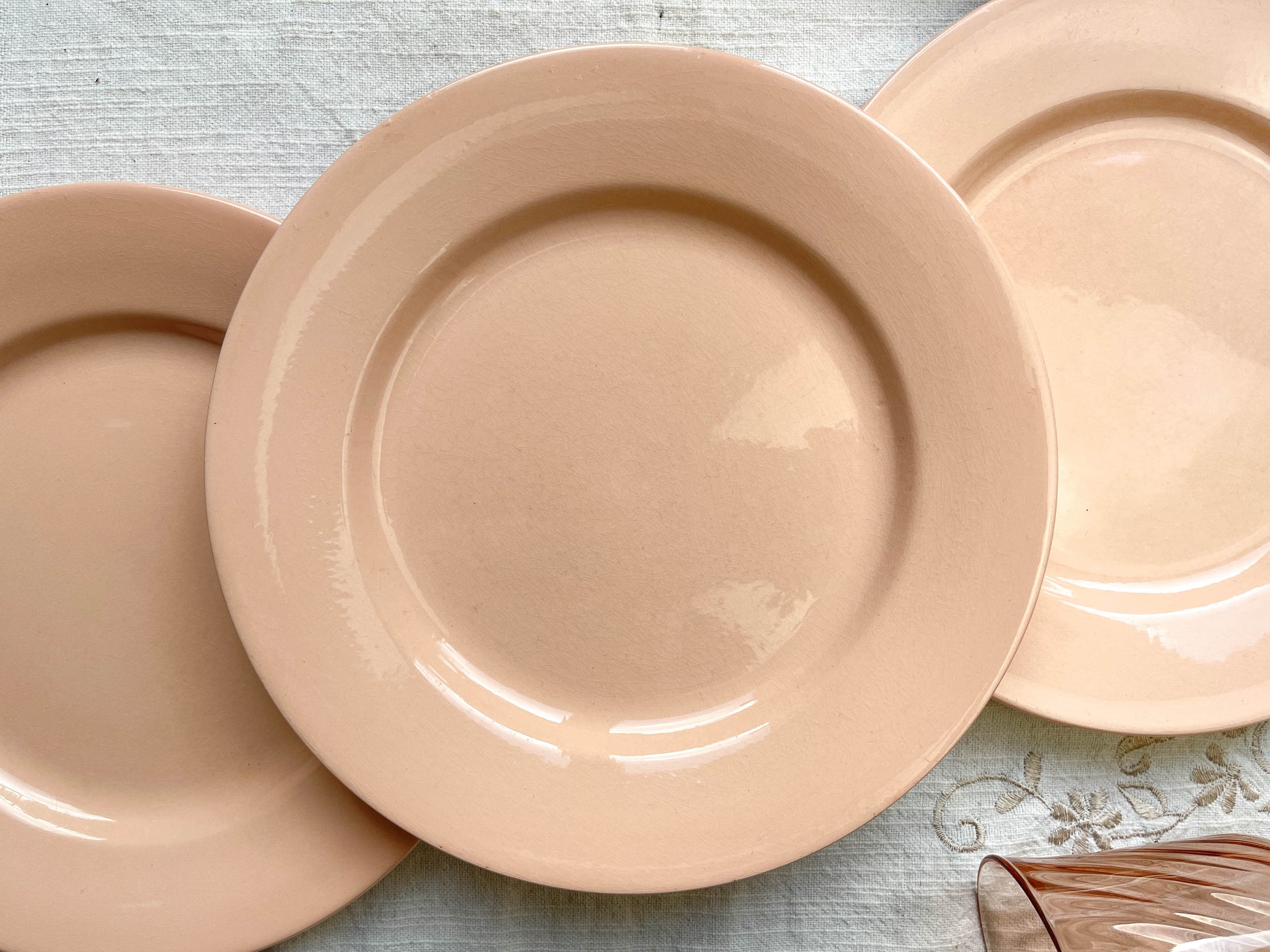 Assiettes plates en faïence Rose Digoin Sarreguemines