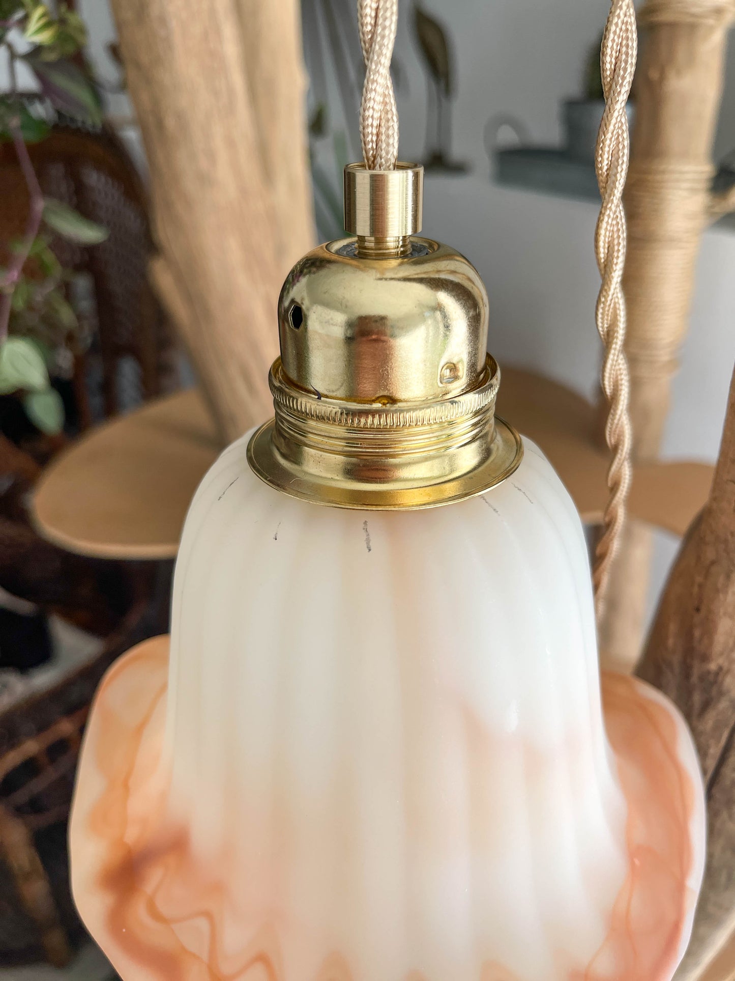 Baladeuse tulipe en pâte de verre rose vintage personnalisable VIOLN