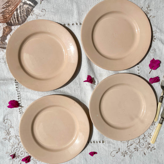4 Pink Digoin Sarreguemines flat plates