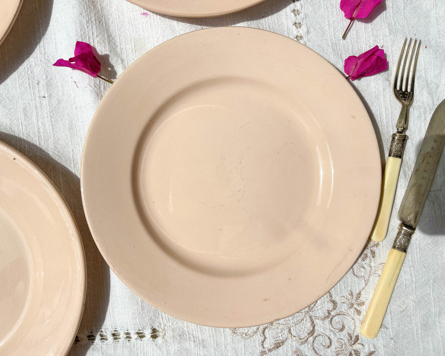 4 Pink Digoin Sarreguemines flat plates