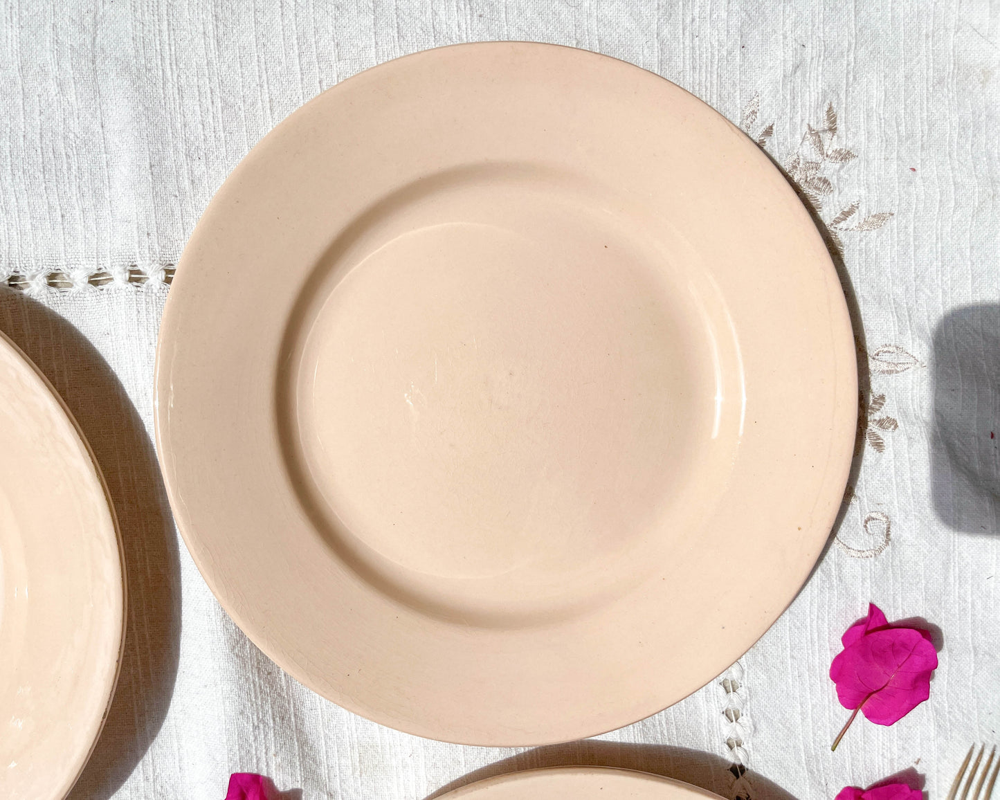 4 Pink Digoin Sarreguemines flat plates