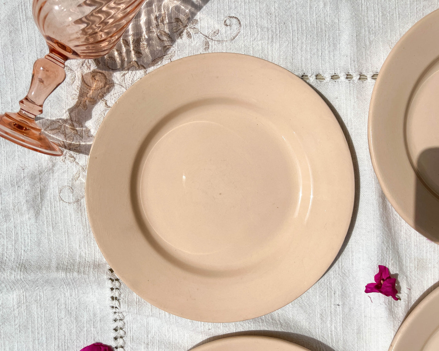 4 Pink Digoin Sarreguemines flat plates