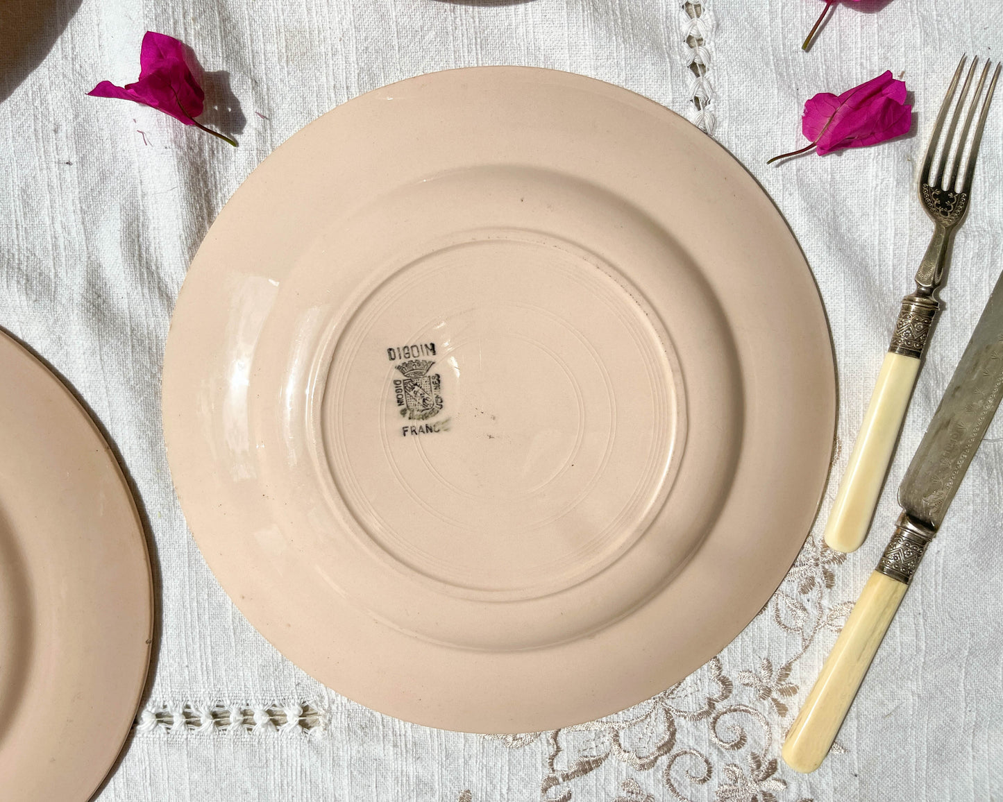 4 Pink Digoin Sarreguemines flat plates