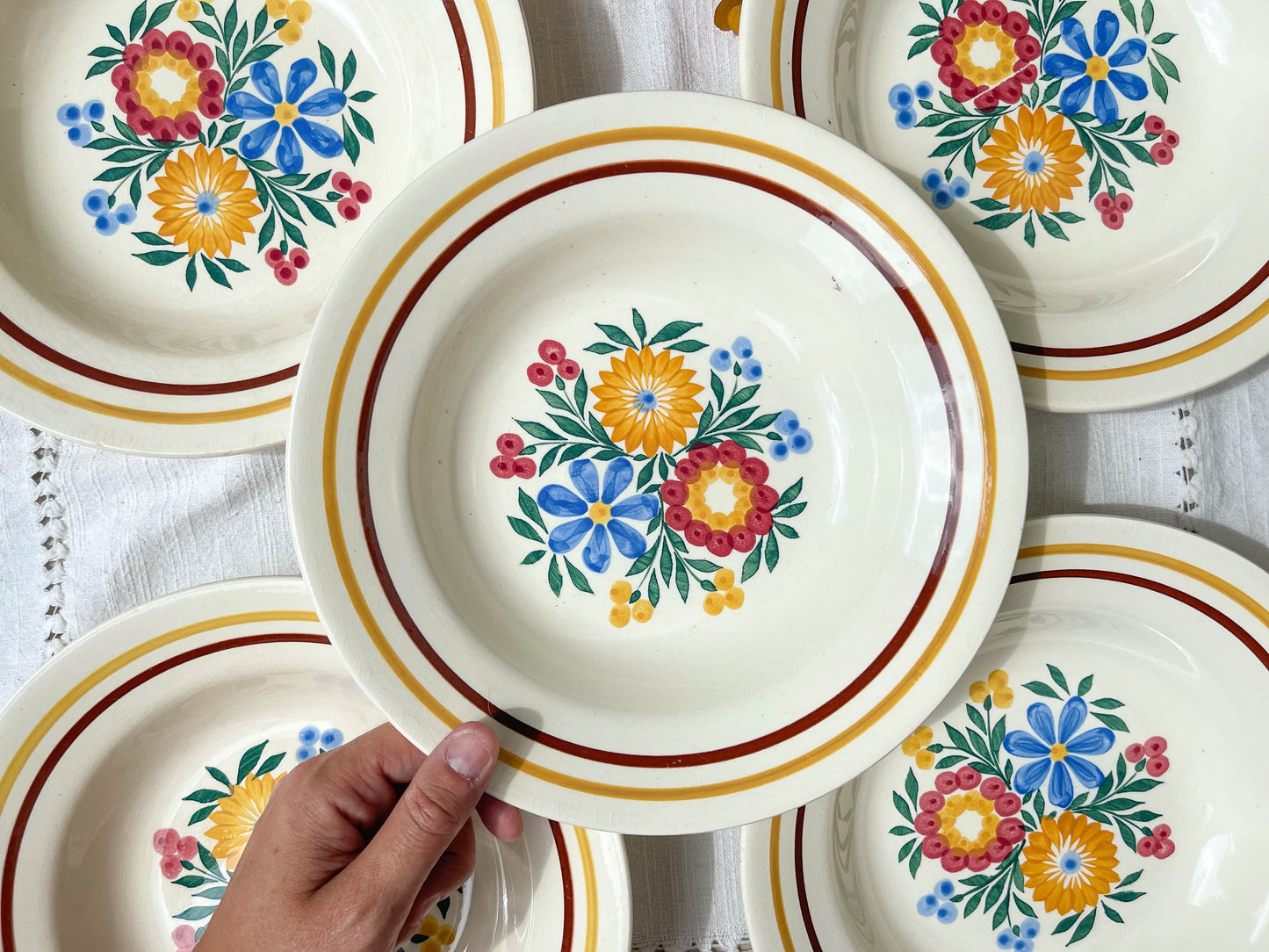 5 ORSAY Printemps Paris earthenware soup plates