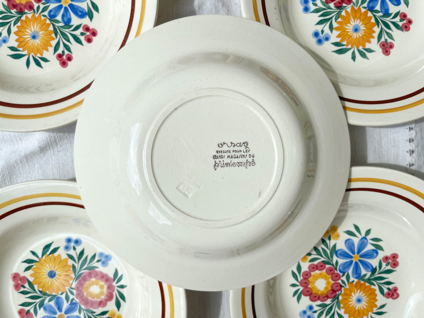 5 ORSAY Printemps Paris earthenware soup plates