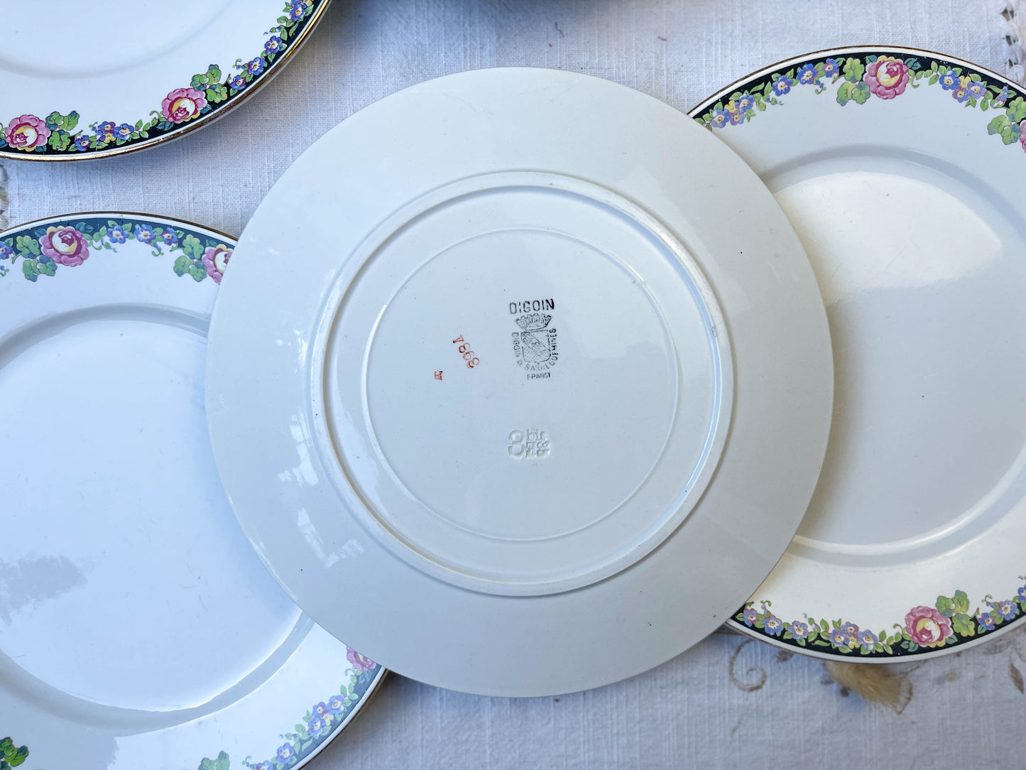 7 DIGOIN opaque porcelain flat plates with floral pattern 3984