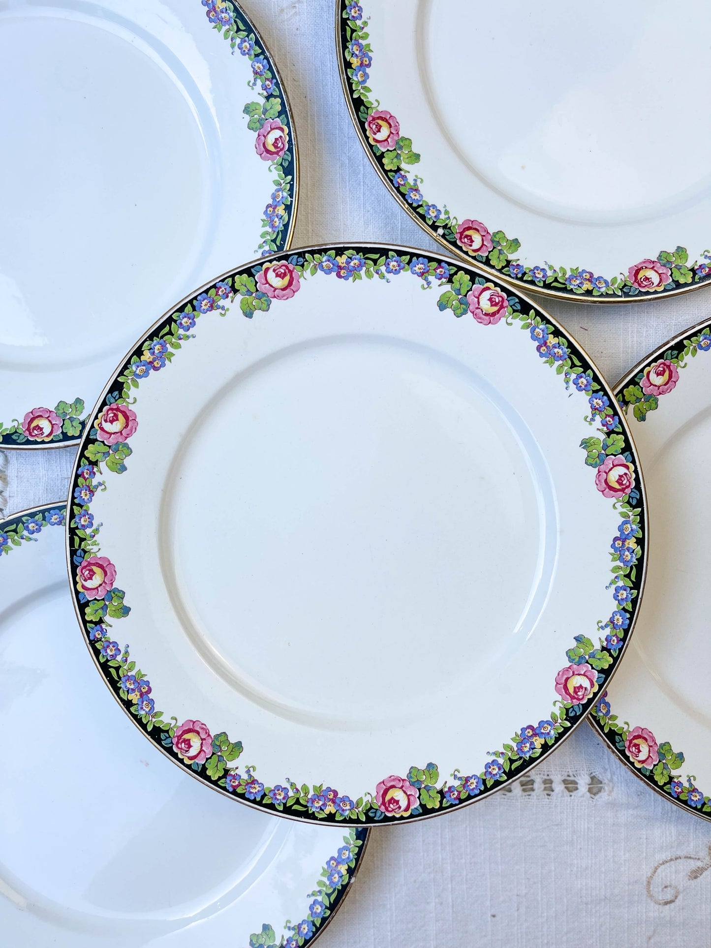 7 DIGOIN opaque porcelain flat plates with floral pattern 3984