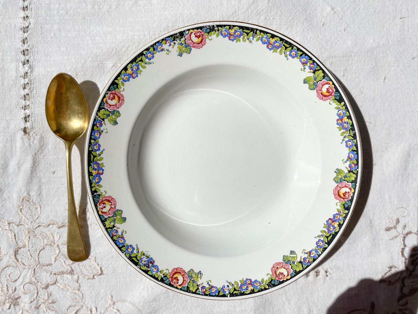 8 DIGOIN opaque porcelain soup plates with floral pattern 3984