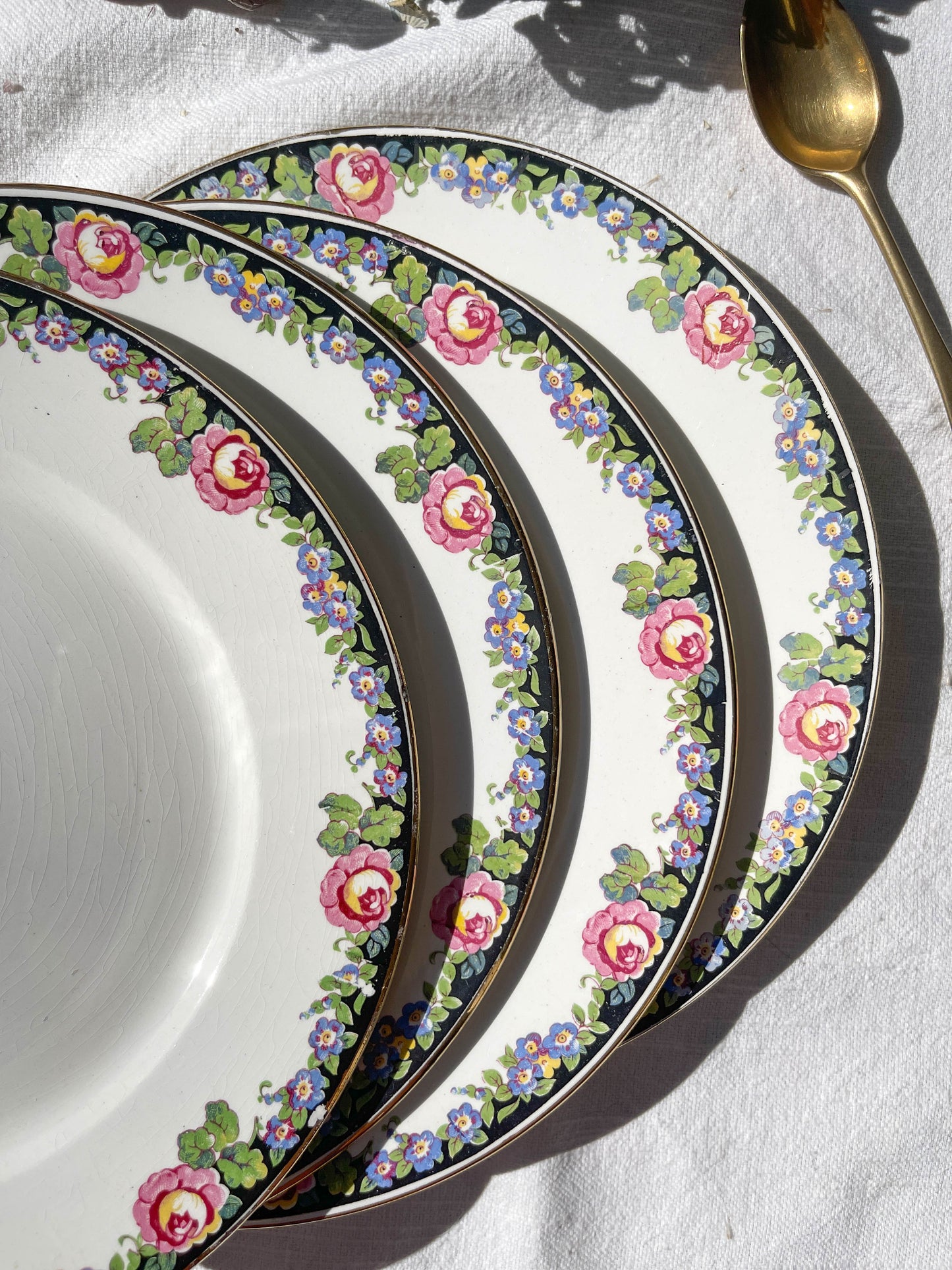 4 Small DIGOIN opaque porcelain plates with floral pattern "3984"