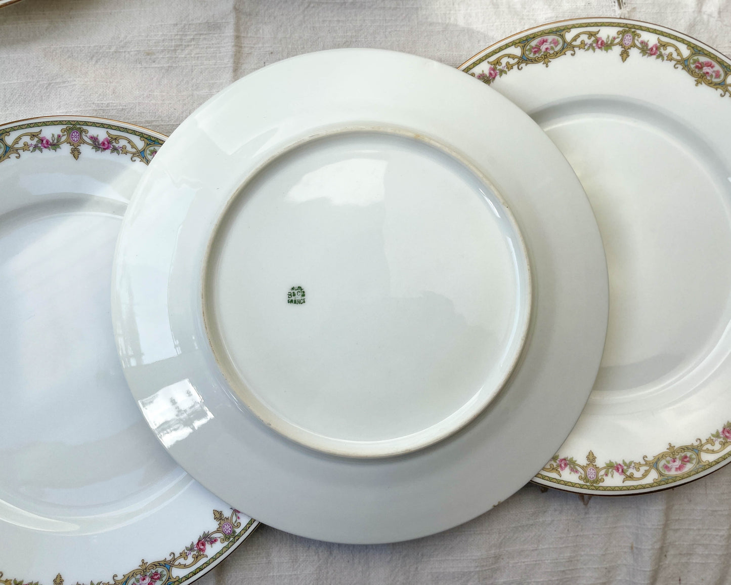 6 LIMOGES B&C porcelain flat plates with floral pattern