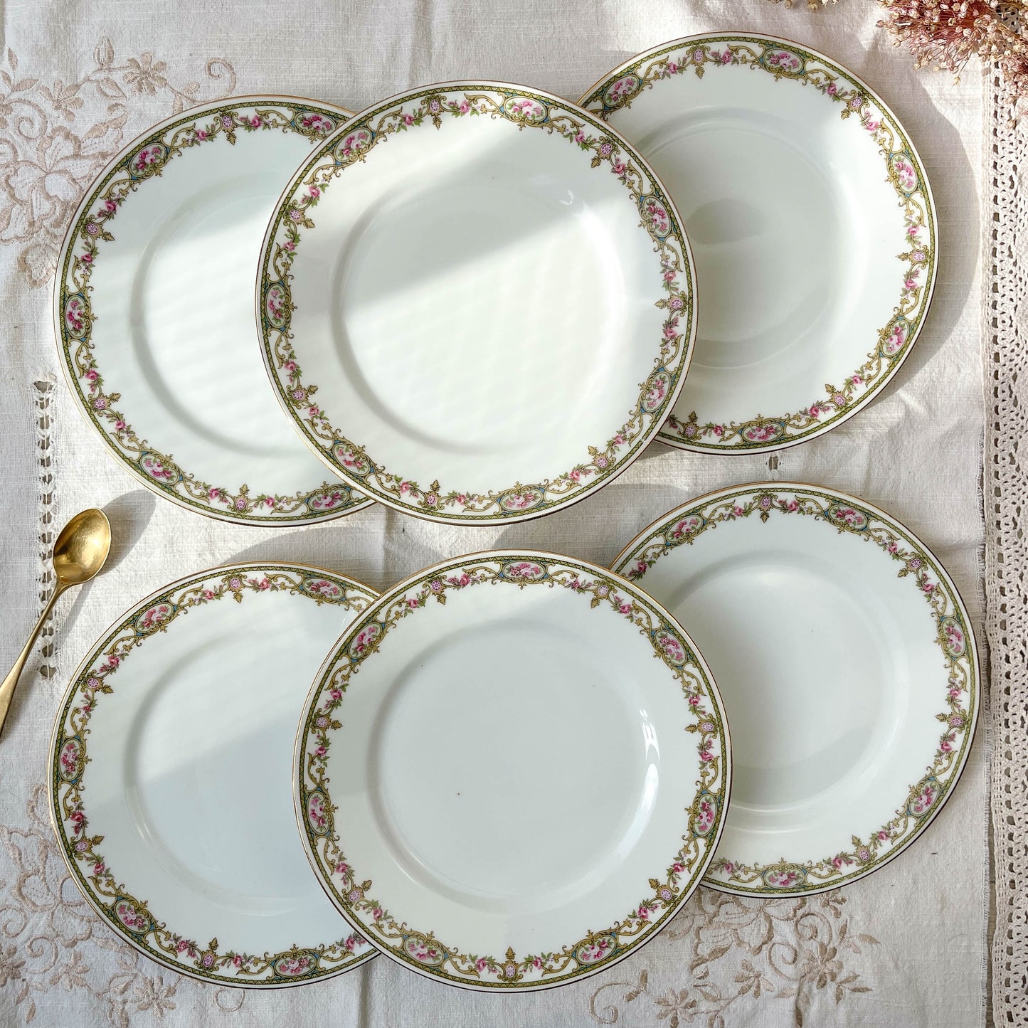 6 Small LIMOGES B&C porcelain plates with floral pattern