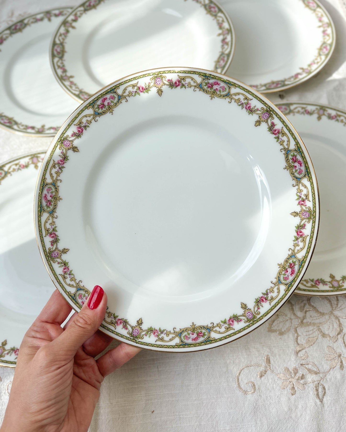 6 Small LIMOGES B&C porcelain plates with floral pattern